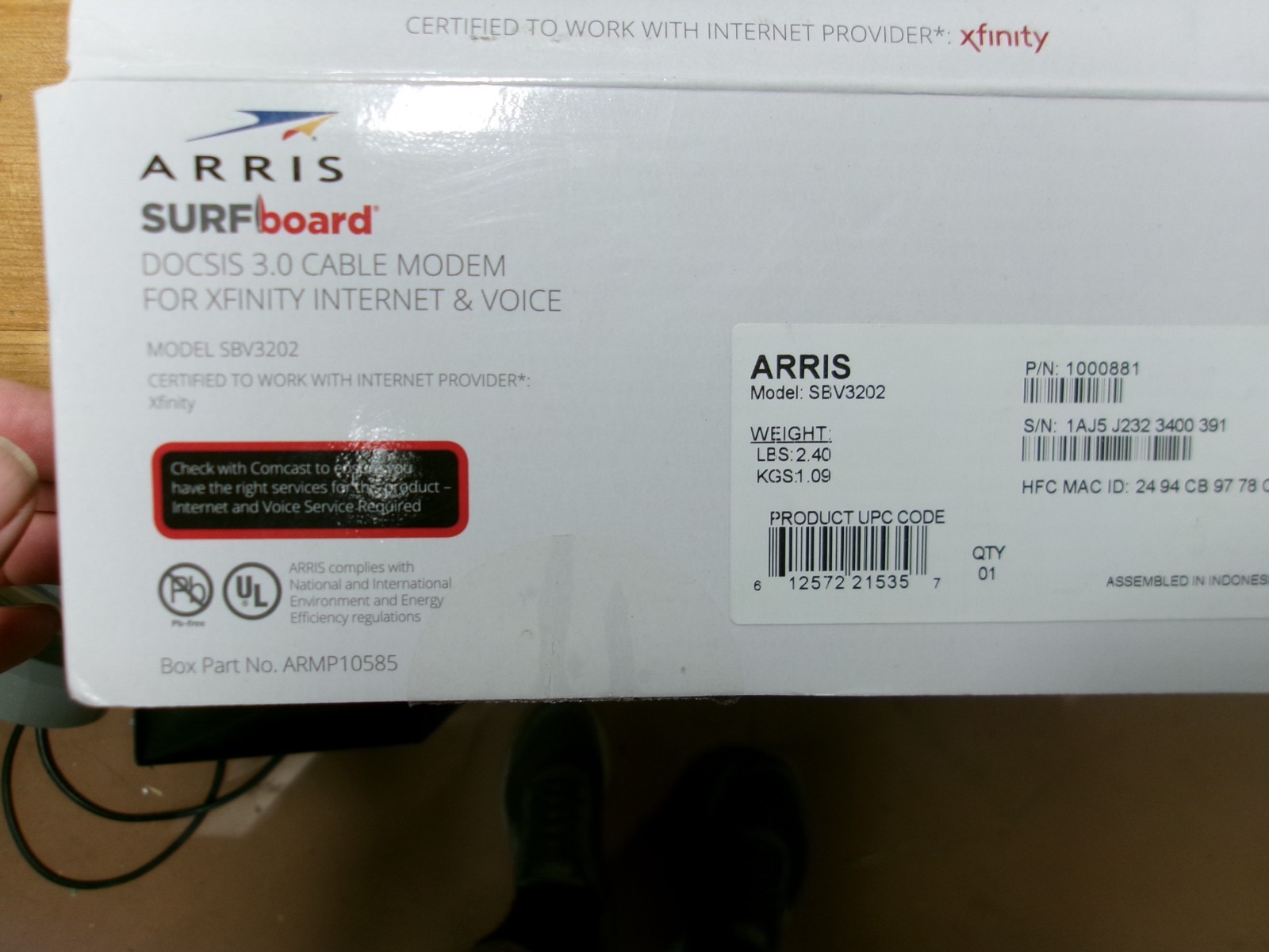 ARRIS SURFboard SBV3202 DOCSIS 3.0 CABLE MODEM COMCAST XFINITY INTERNET & VOICE