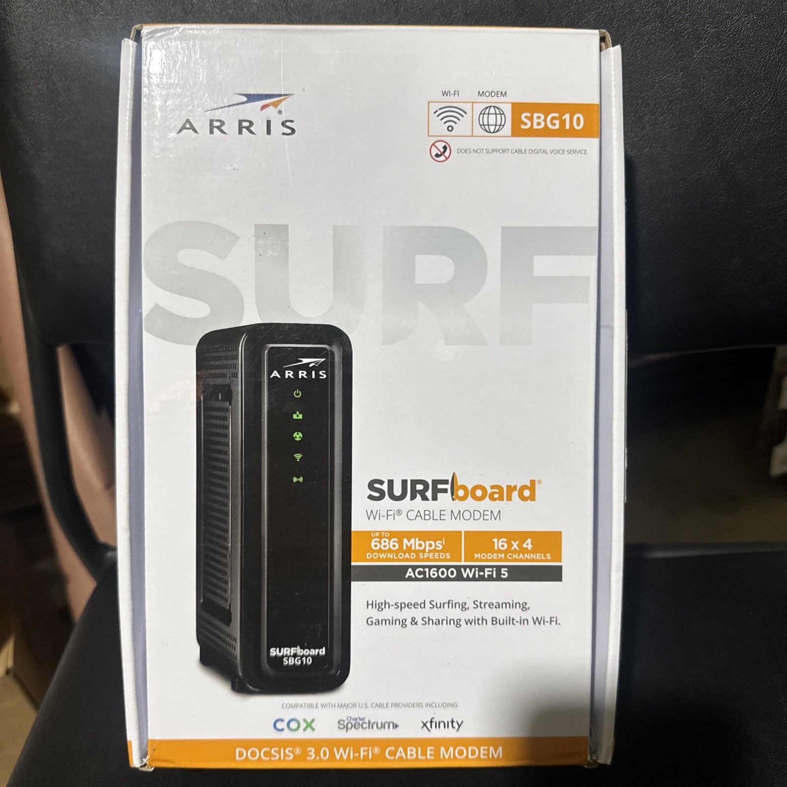 ARRIS SBG10 SURFboard AC1600 Dual-Band Cable Modem Router – Black