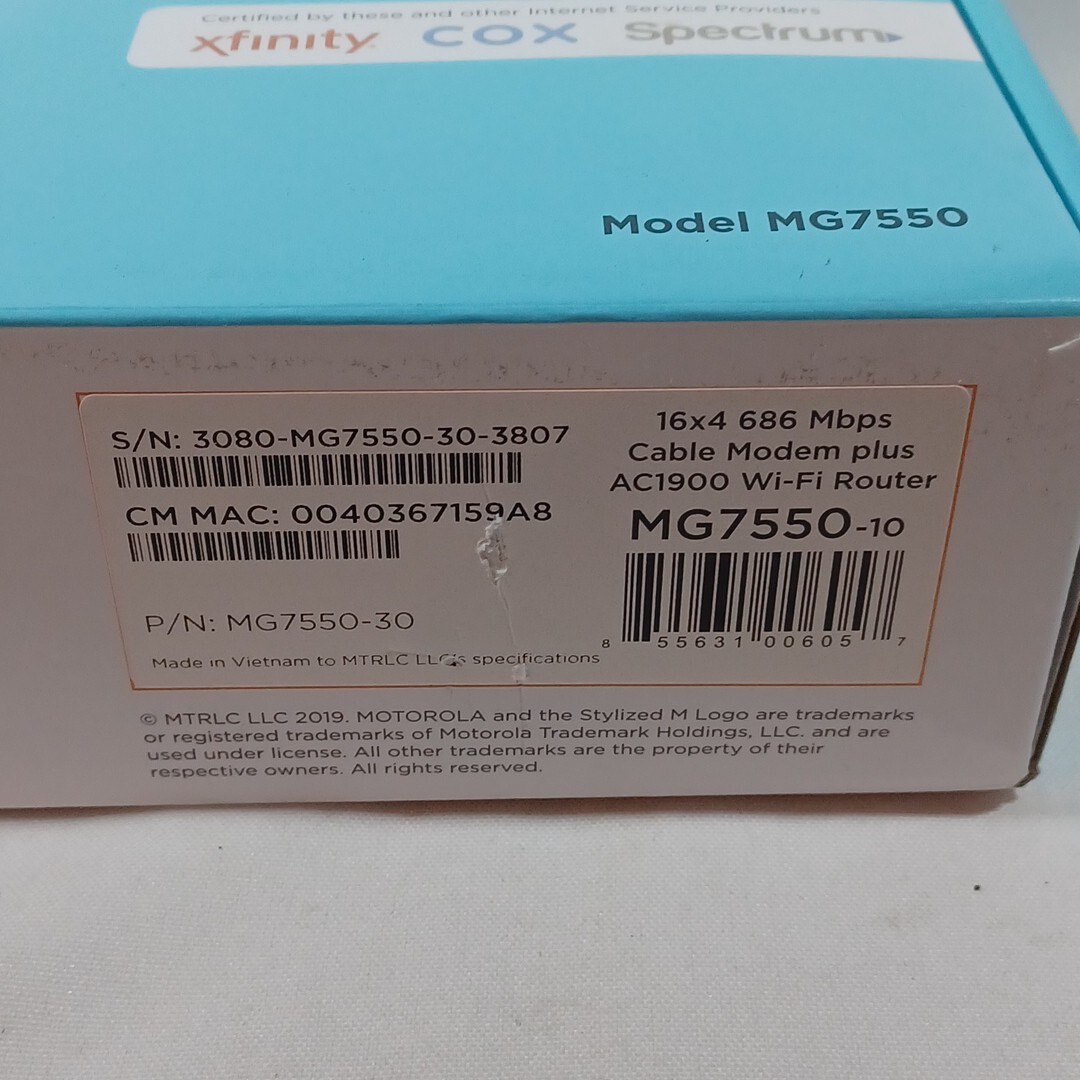 Motorola MG7550 16×4 High Speed ​​Cable Modem Plus AC1900 WiFi Router