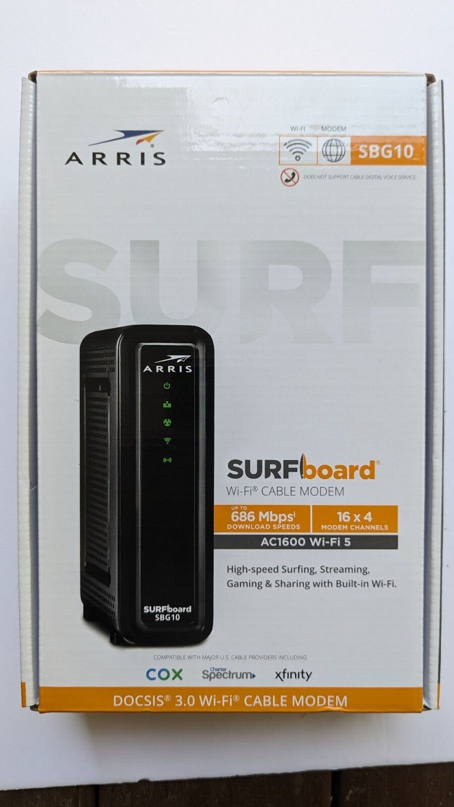 ARRIS SURFboard SBG10 DOCSIS3.0 16×4 Gigabit Cable Modem & Router 686 Mbps