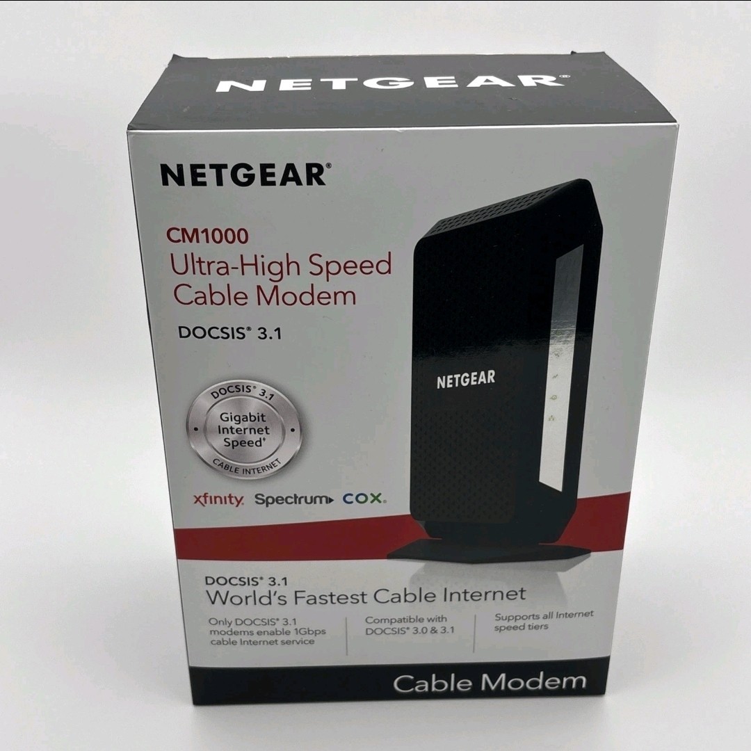 NETGEAR CM1000 DOCSIS 3.1 Gigabit Cable Modem (CM1000-100NAS) Original Box