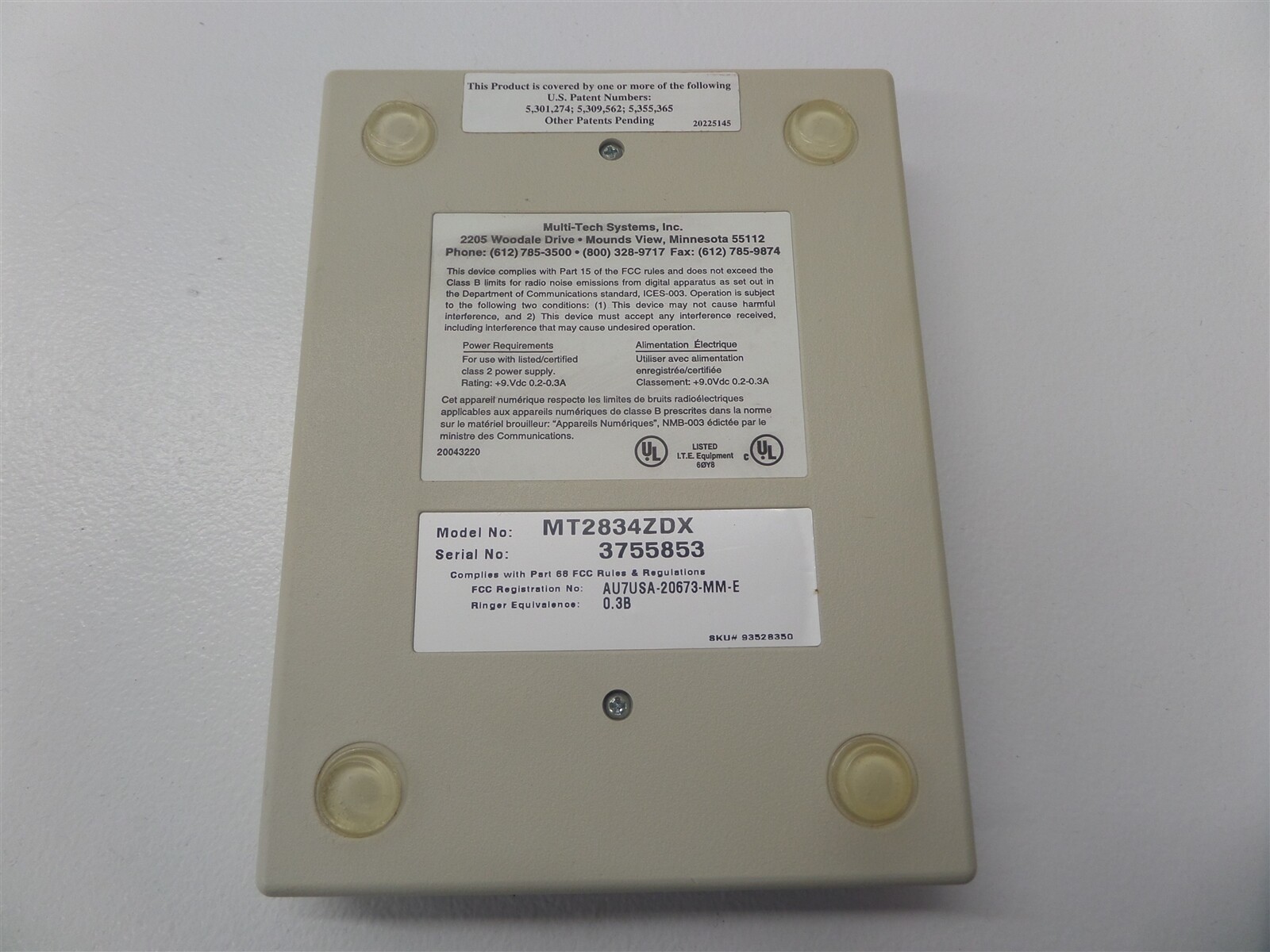 MultiTech Systems MT2834ZDX External Modem