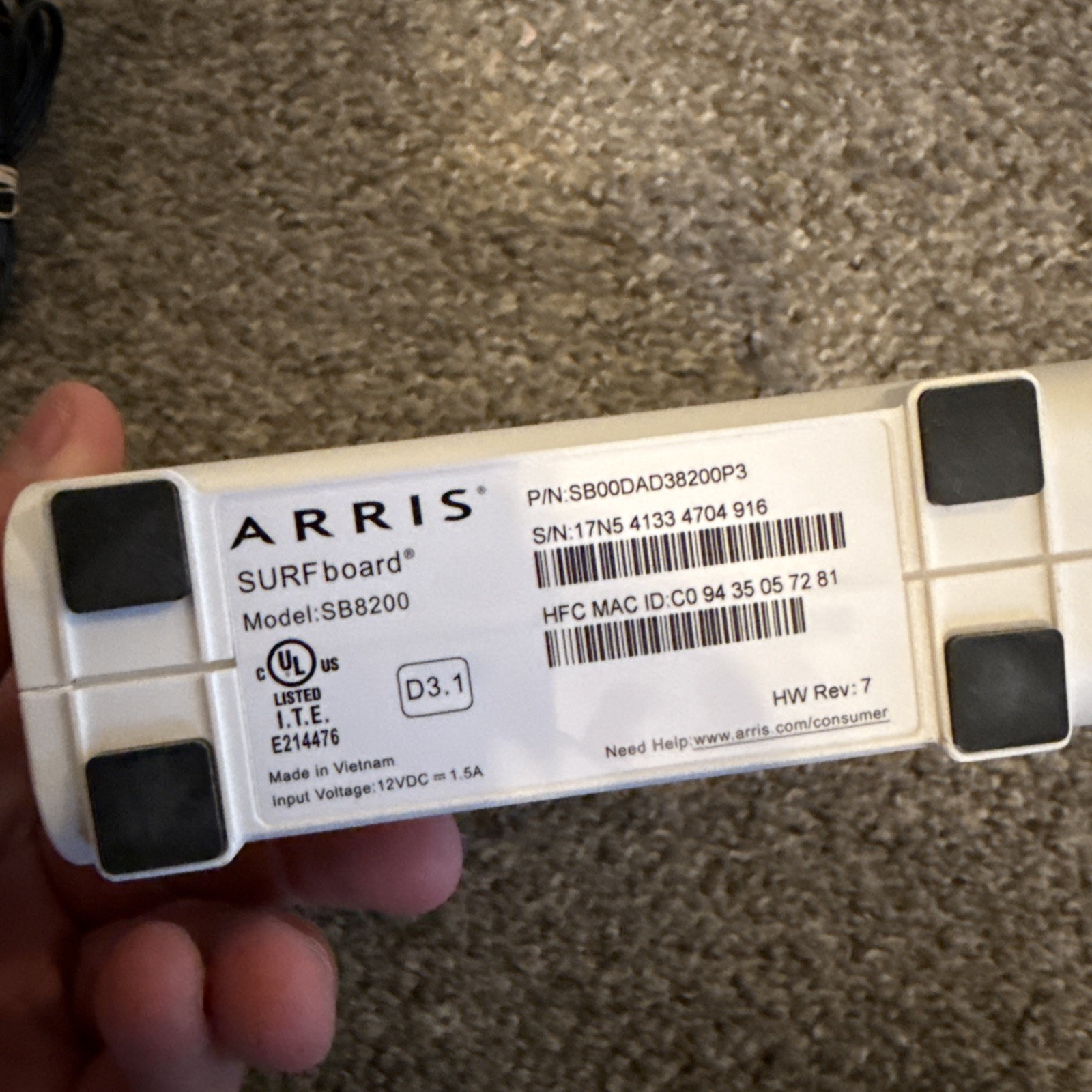 ARRIS Surfboard Sb8200 Gigabit Modem ~ Tested And Works