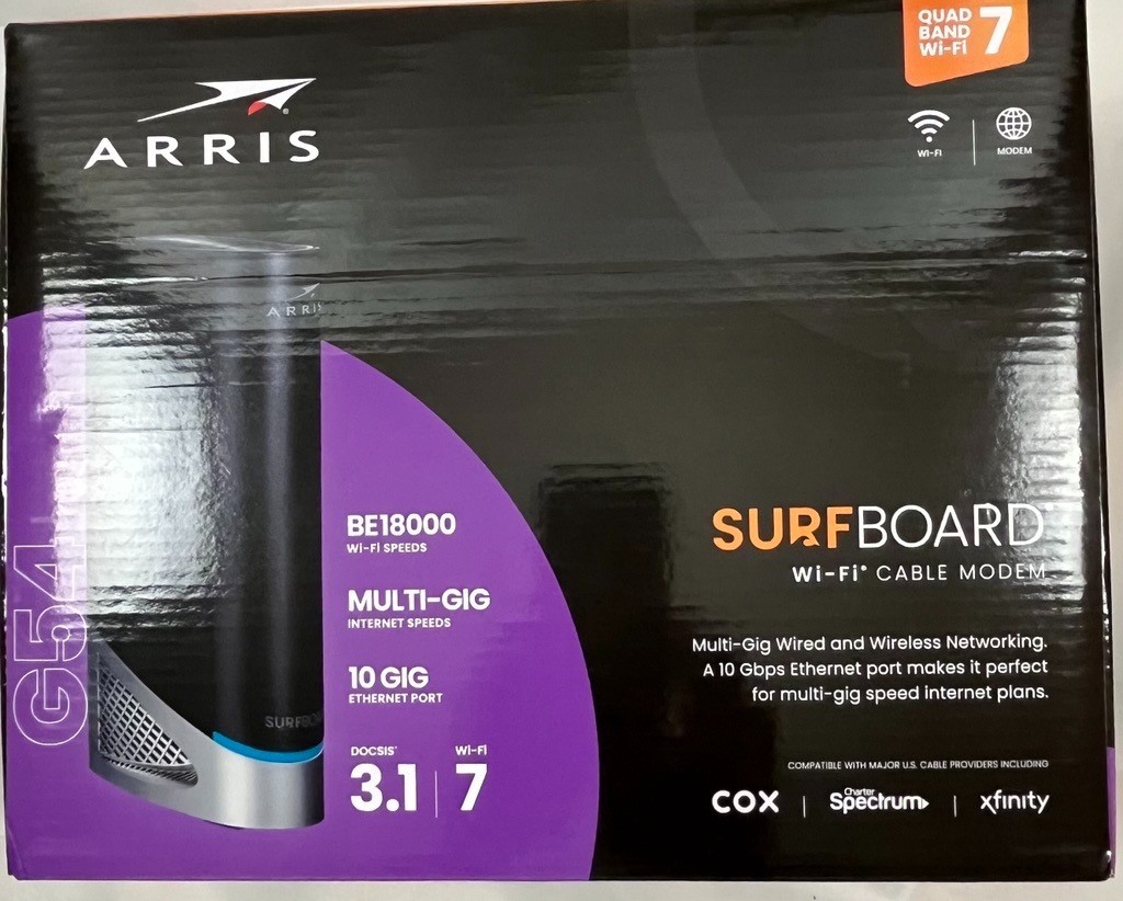 New Arris G54 SURFboard® DOCSIS® 3.1 Gigabit Modem & Wi-Fi® 7 Router sealed
