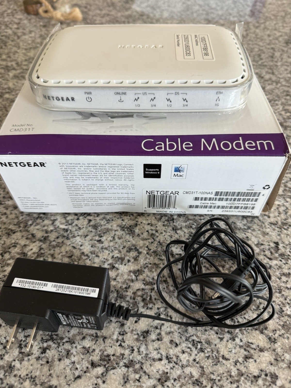 NETGEAR CMD31T-100NAS DOCSIS 3.0 Cable Modem (OPEN BOX)