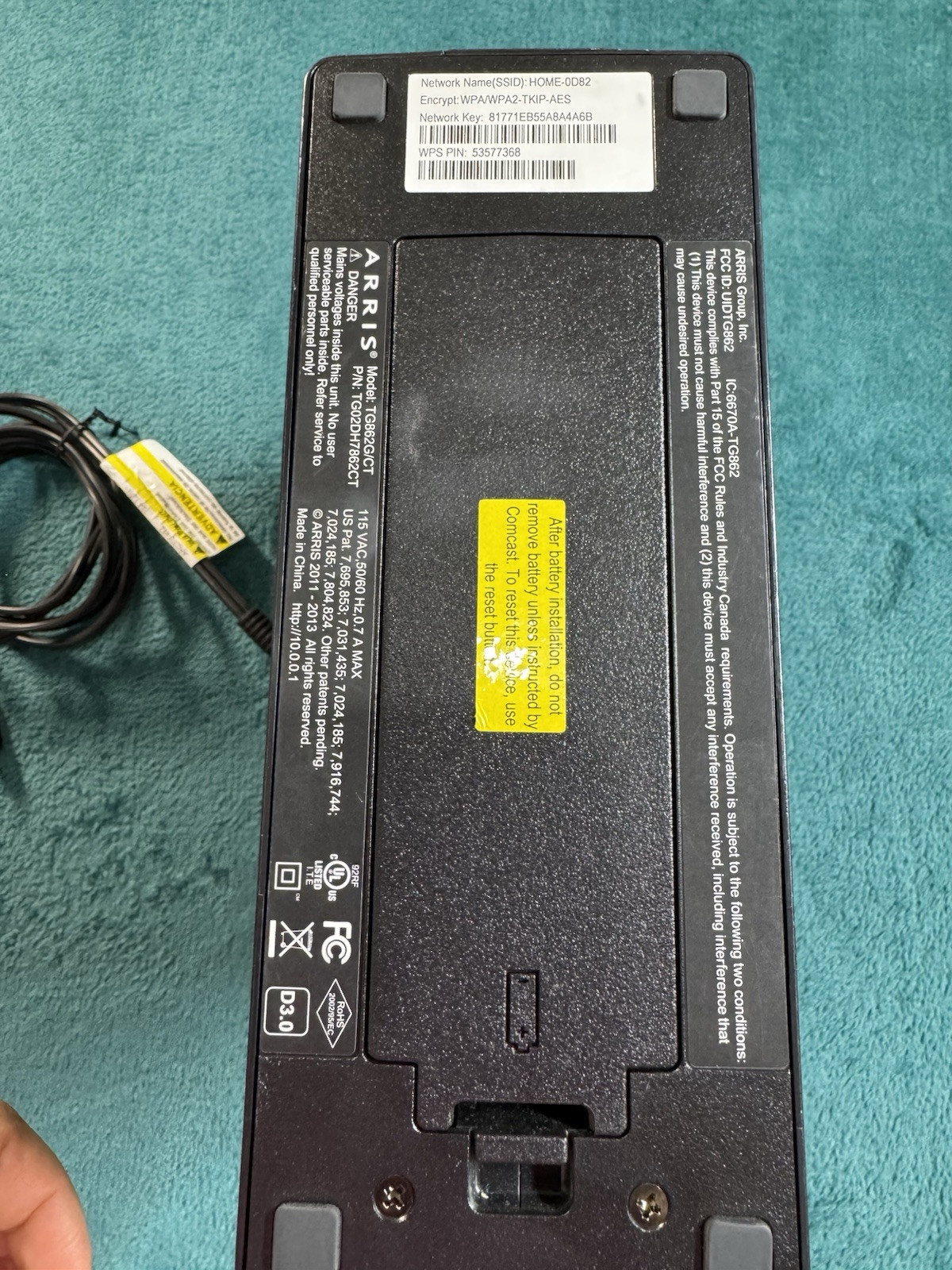 Comcast/Xfinity ARRIS TG862G/CT Residential Gateway & Router Wireless Modem