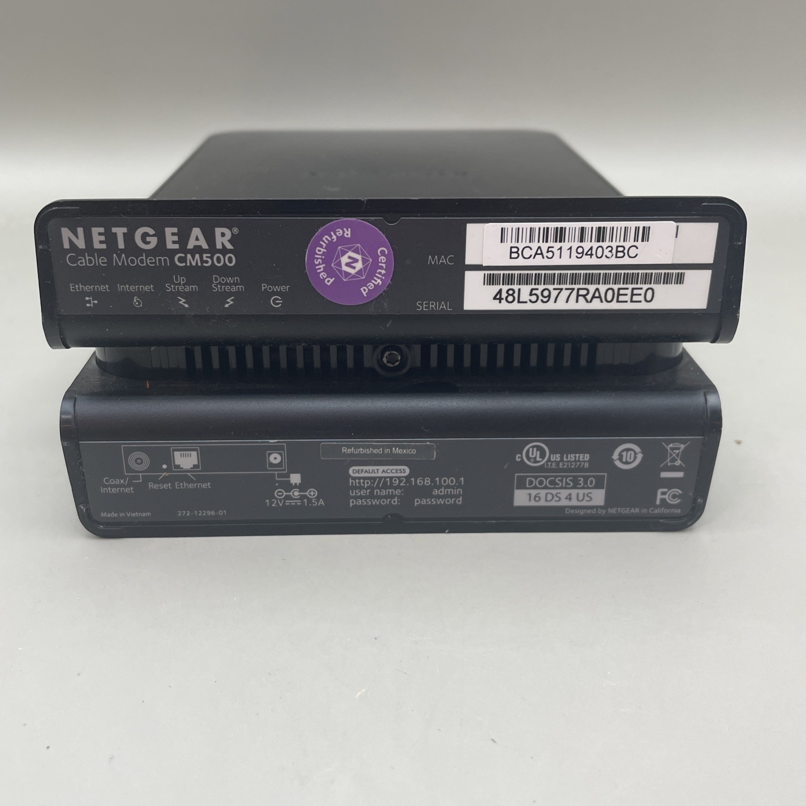 NETGEAR CM500 DOCSIS 3.0 Cable Modem Bundled w/ Power Adapter