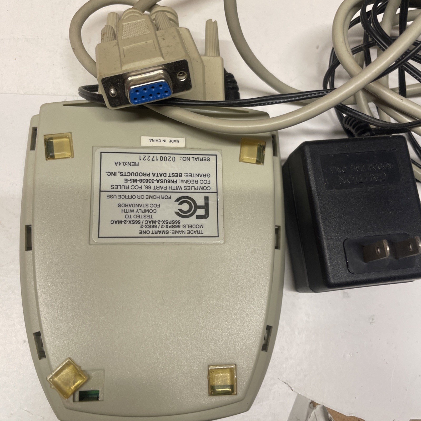 Best Data Smart One External 56k V.92 Fax Modem w cables and supply