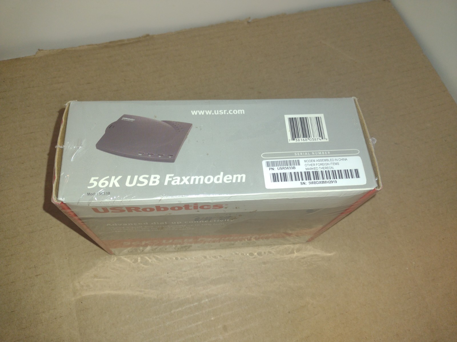 US Robotics USR5633B 56K USB FaxModem Advanced Dial-Up Connectivity Plug & Play