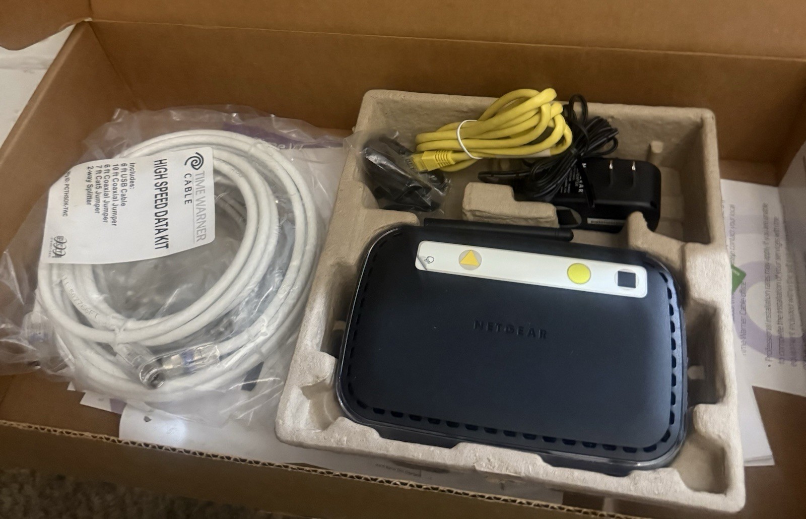NETGEAR Black Cable Modem Kit with Power Adapter & Coax Cable