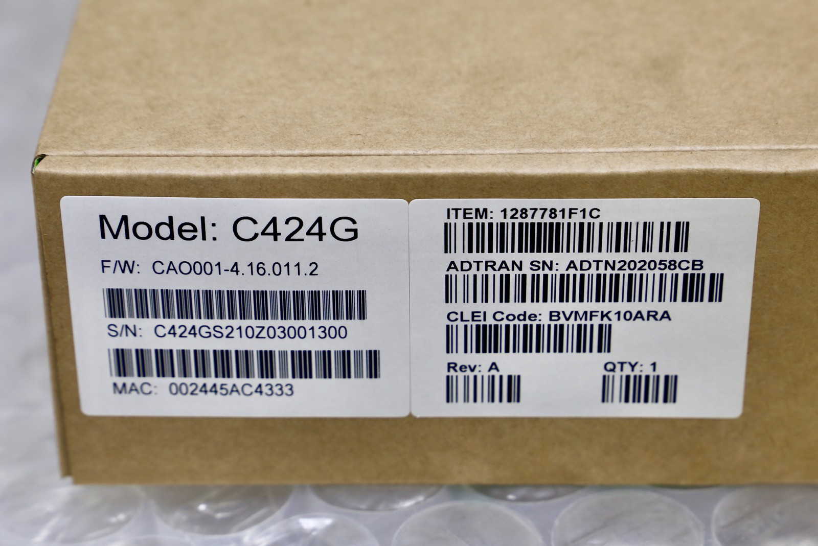 *NEW* ADTRAN 1287781F1C – C424G 2P/4GE WiFi Optical Network Unit / Modem