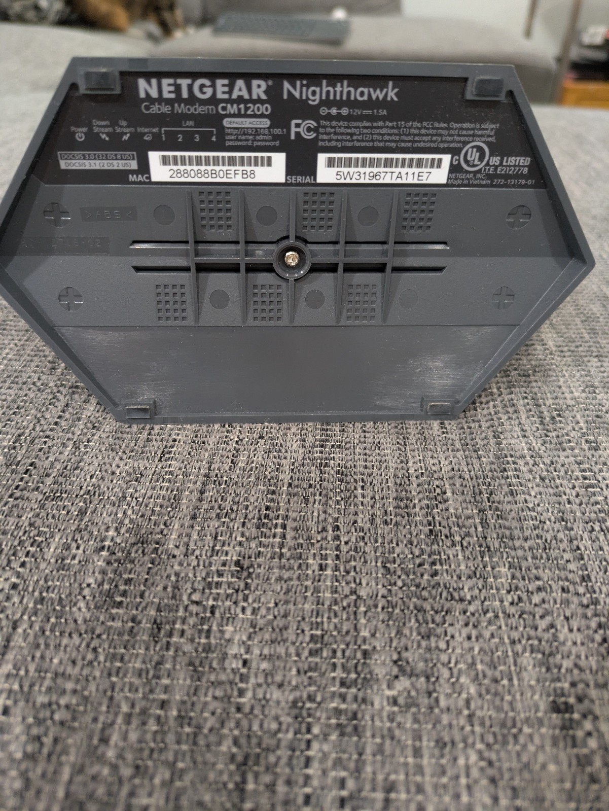 NETGEAR Nighthawk CM1200-100NAS DOCSIS 3.1 Cable Modem