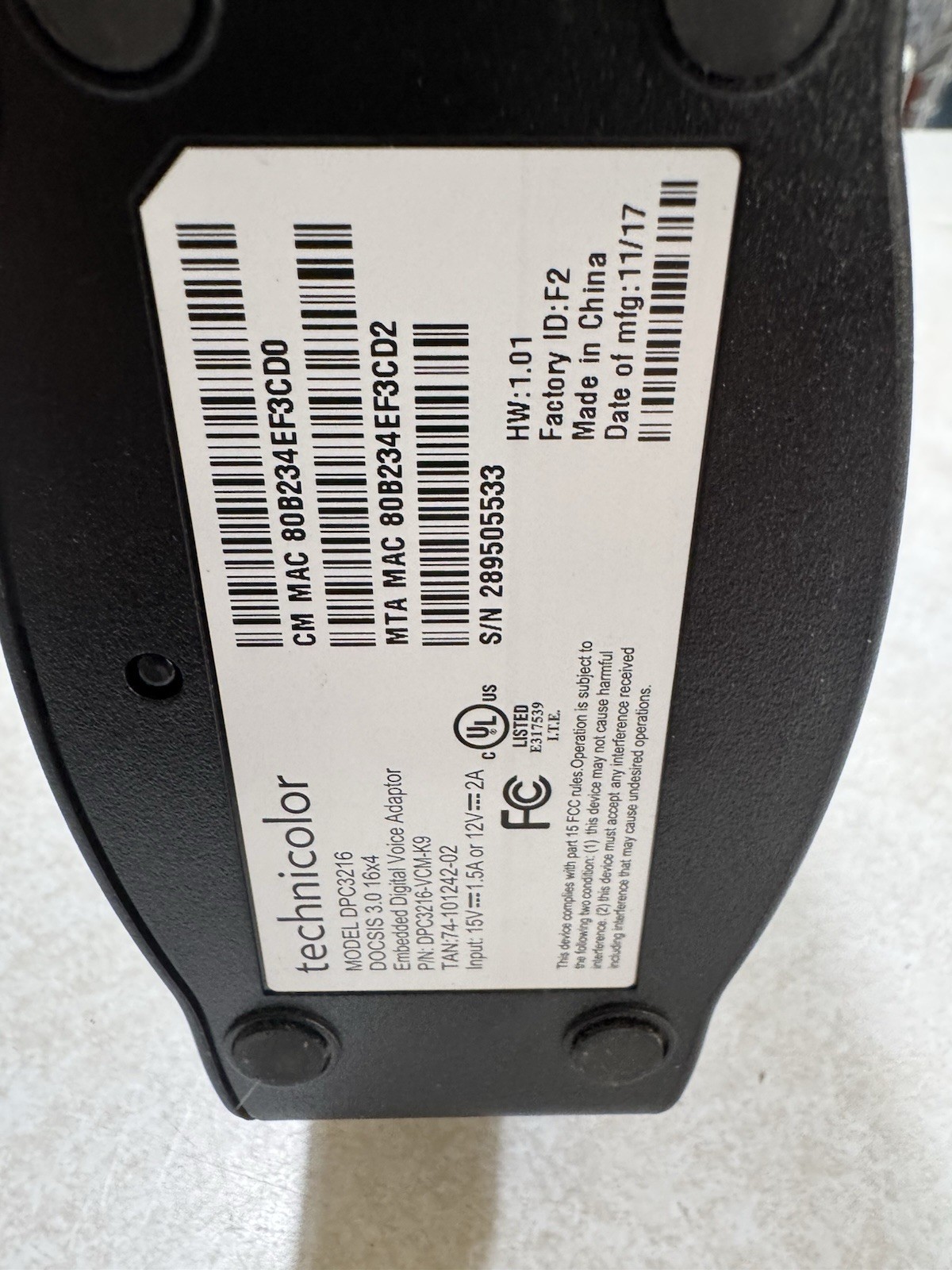 💻 EXCELLENT Technicolor/Cisco DPC3216 DOCSIS 3.0 Cable Modem w/ Power Adapter