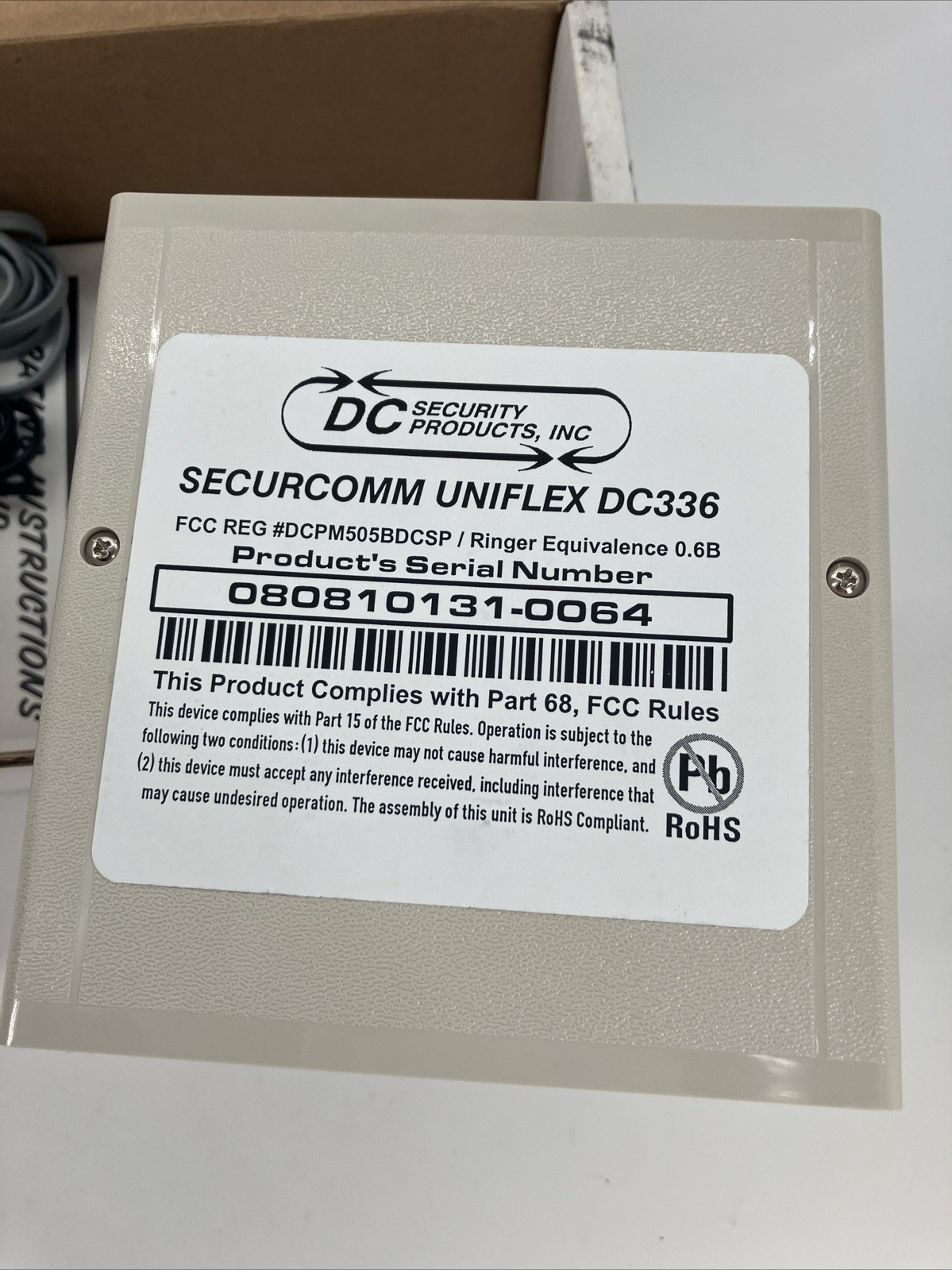 SECURCOMM BY DC SECURITY PRODUCTS UNIFLEX DC336 12VDC ISC DIAL-UP