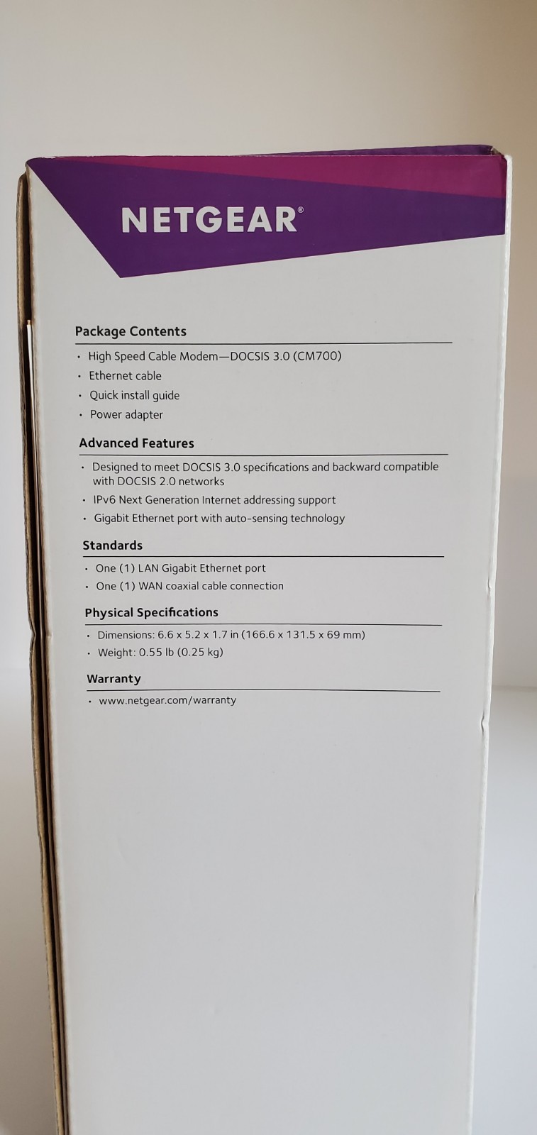 NETGEAR CM700-100NAS High Speed DOCSIS 3.0 Cable Modem, Open Box without Use
