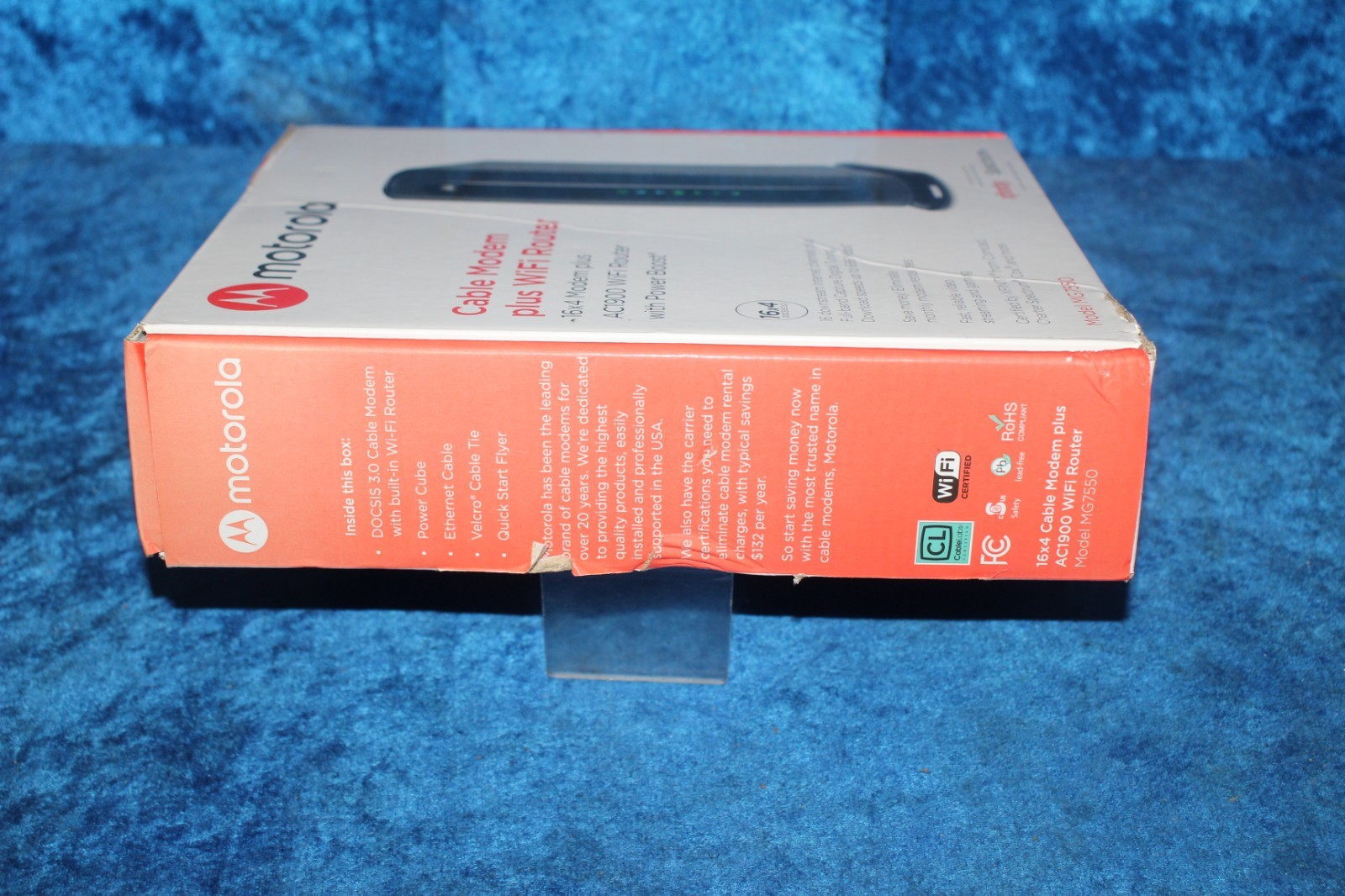 New Motorola MG7550 16×4 Cable Modem plus AC1900 Wifi Router with Power Boost