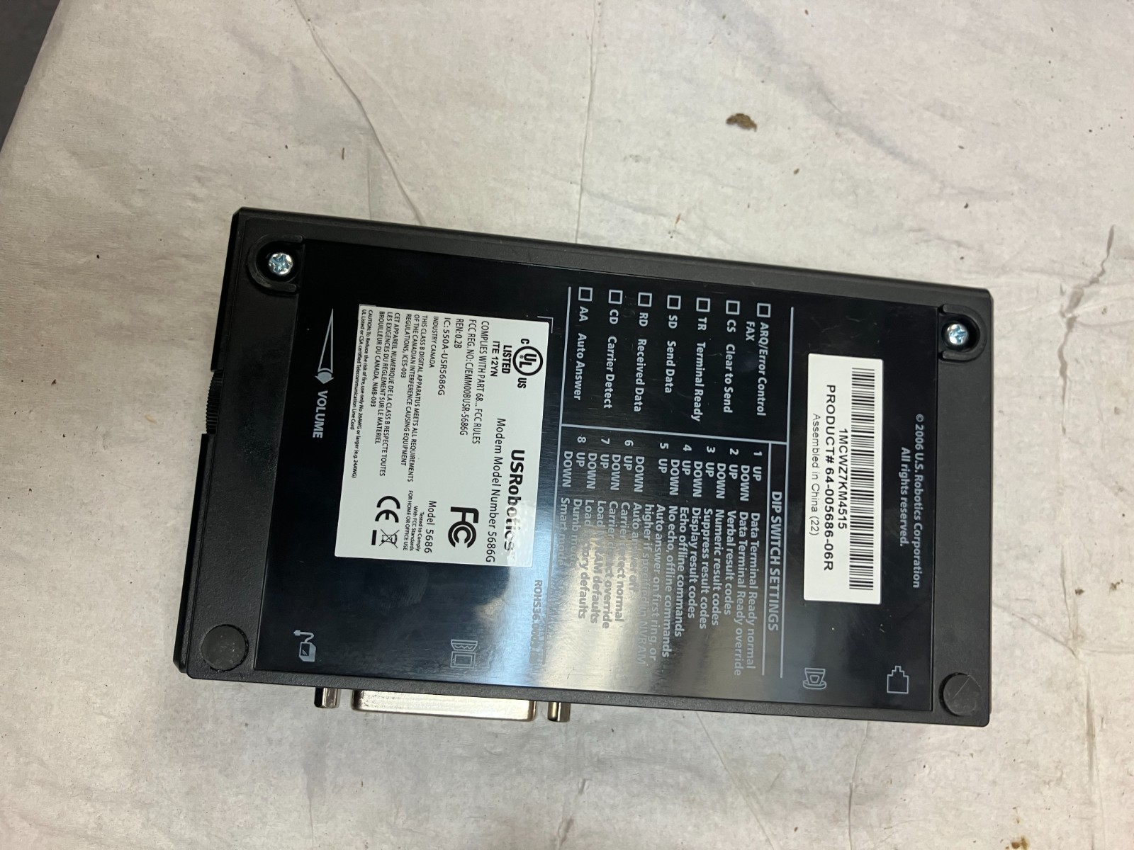 US Robotics, V.92, Model 5686G, 56K Faxmodem.