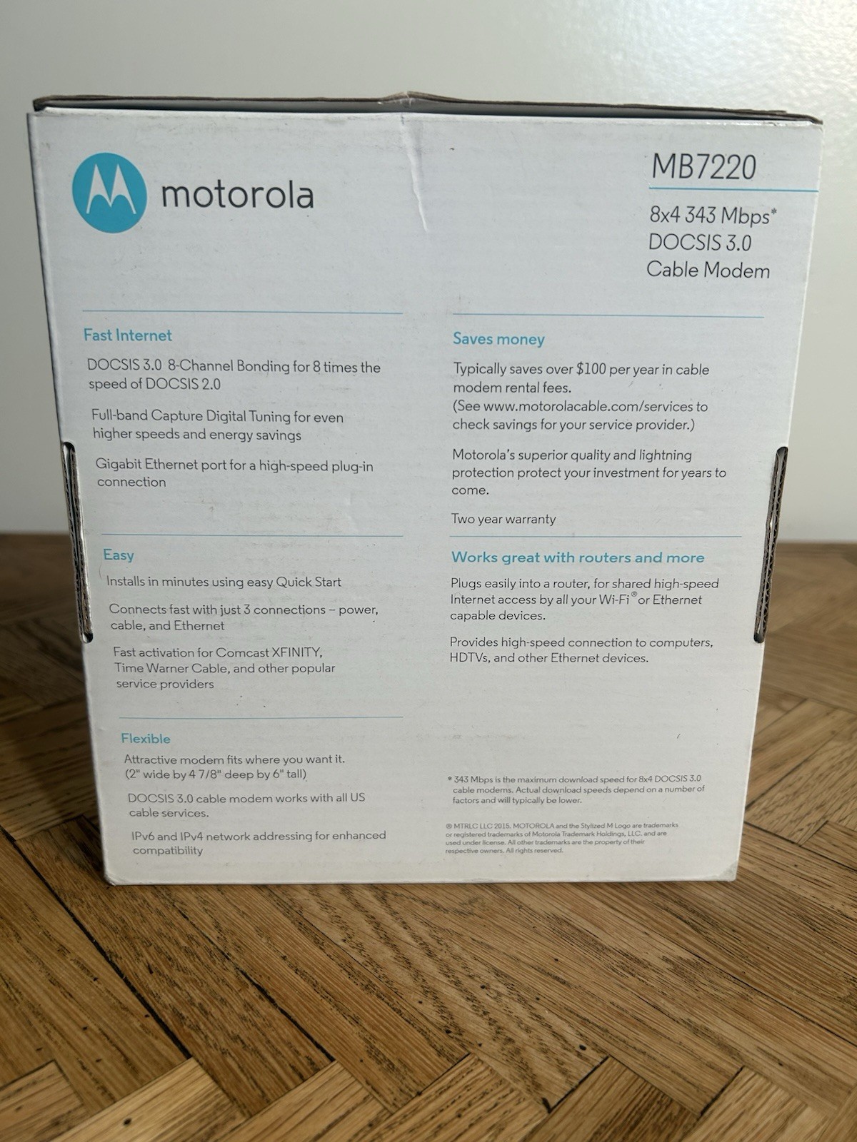 Motorola MB7220 DOCSIS /3.0 Cable Modem 8×4 343 mbps