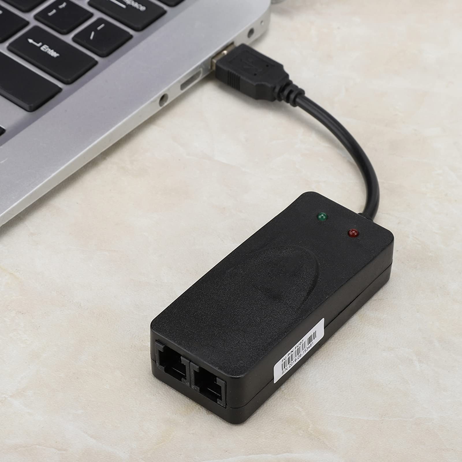 USB 2.0 56K Fax Modem External Dual Ports Fits Win XP Win 7 Win 8 Win 10 New