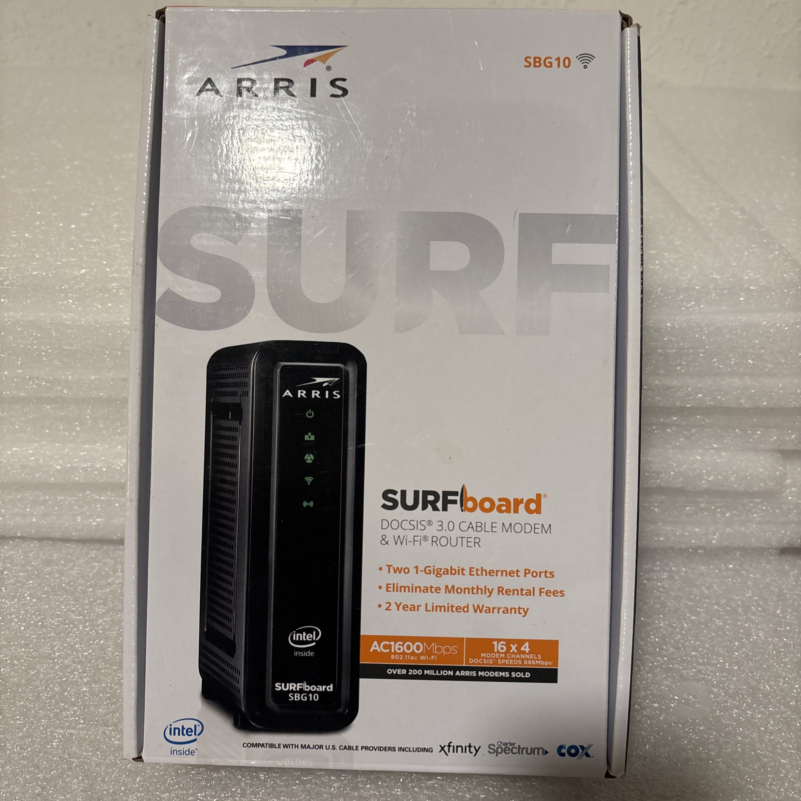 ARRIS SBG10 SURFboard AC1600 Dual-Band Cable Modem Router – Black