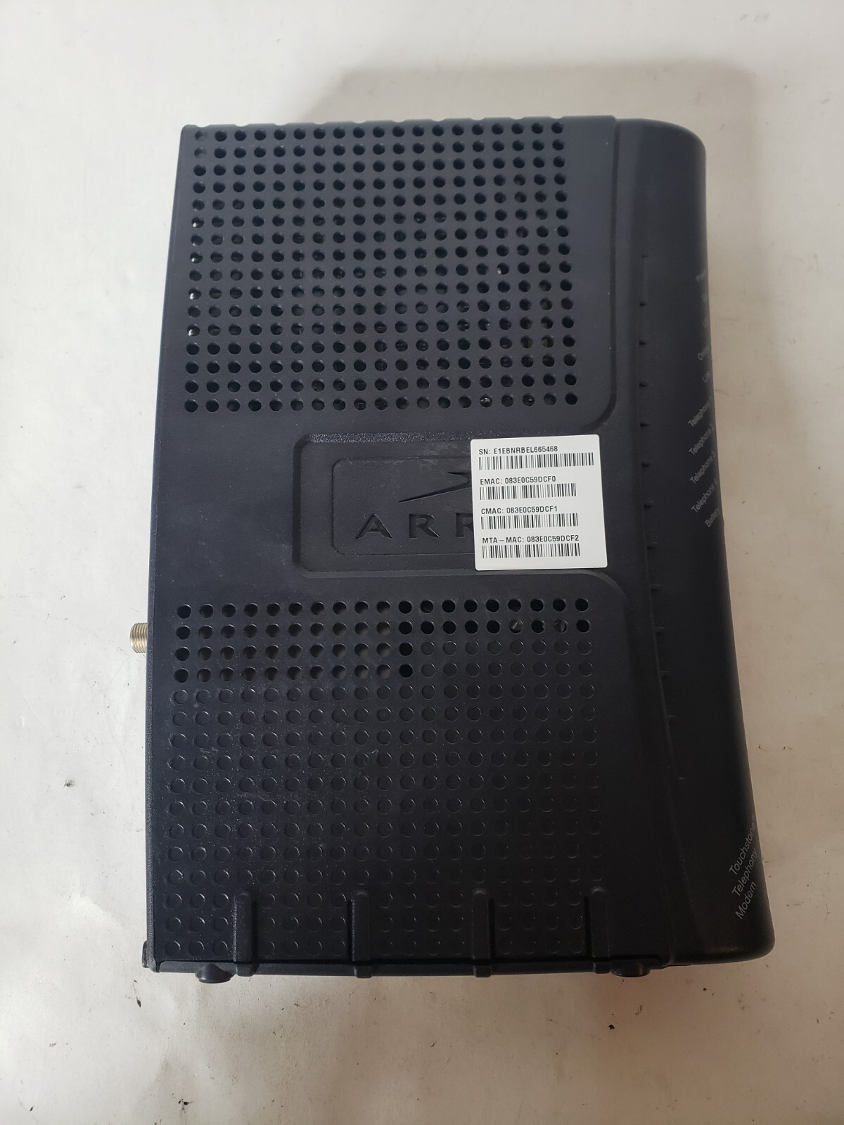ARRIS TM604G CABLE TOUCHSTONE TELEPHONY MODEM – MODEL TM604G/CT, no power adapte