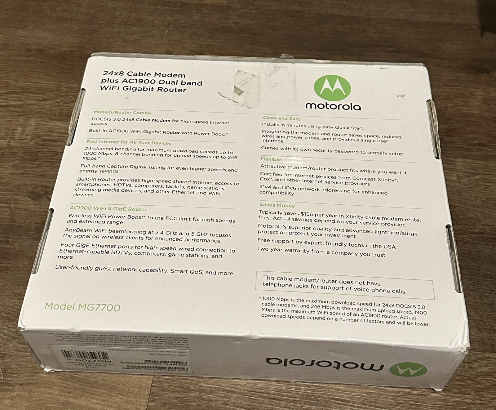 Motorola MG7550 16×4 High Speed ​​Cable Modem Plus AC1900 WiFi Router