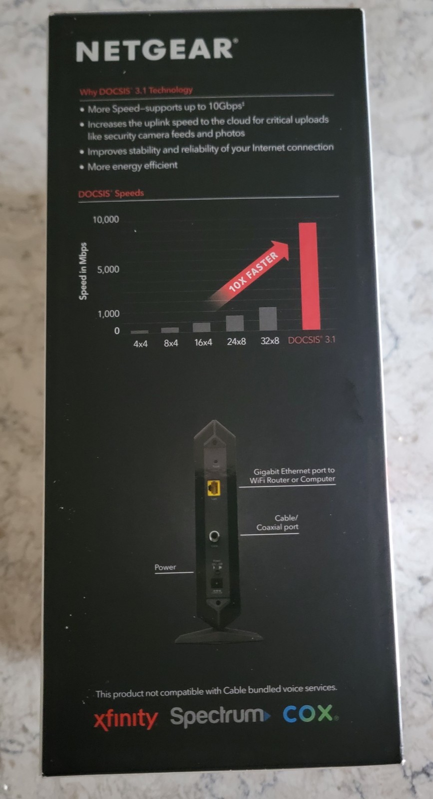 NETGEAR CM1000 DOCSIS 3.1 Cable Modem 1 Gbps Gigabit Ethernet CM1000-100NAS