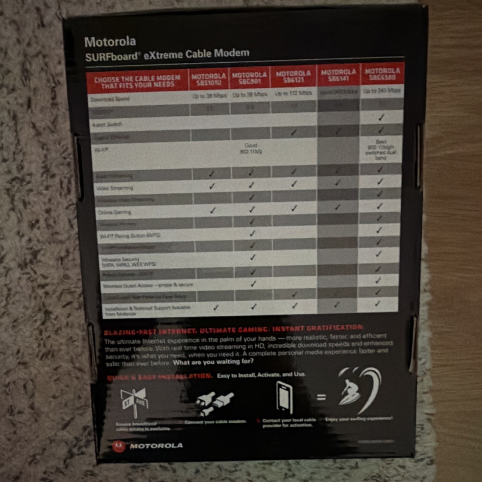 Motorola SURFboard SB6141 DOCSIS 3.0 Cable Modem 343 Mbps RJ-45