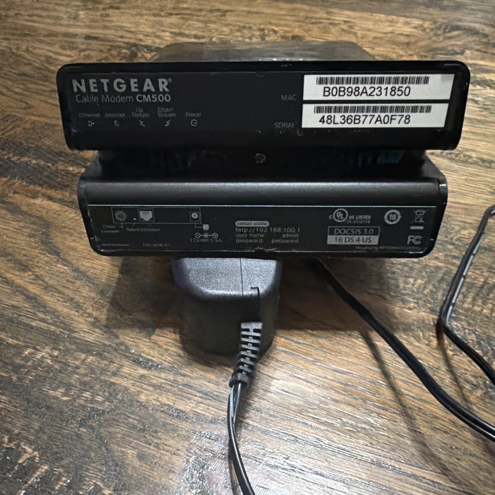 Netgear CM500 High Speed Cable Modem DOCSIS 3.0 680Mbps w/ Adapter