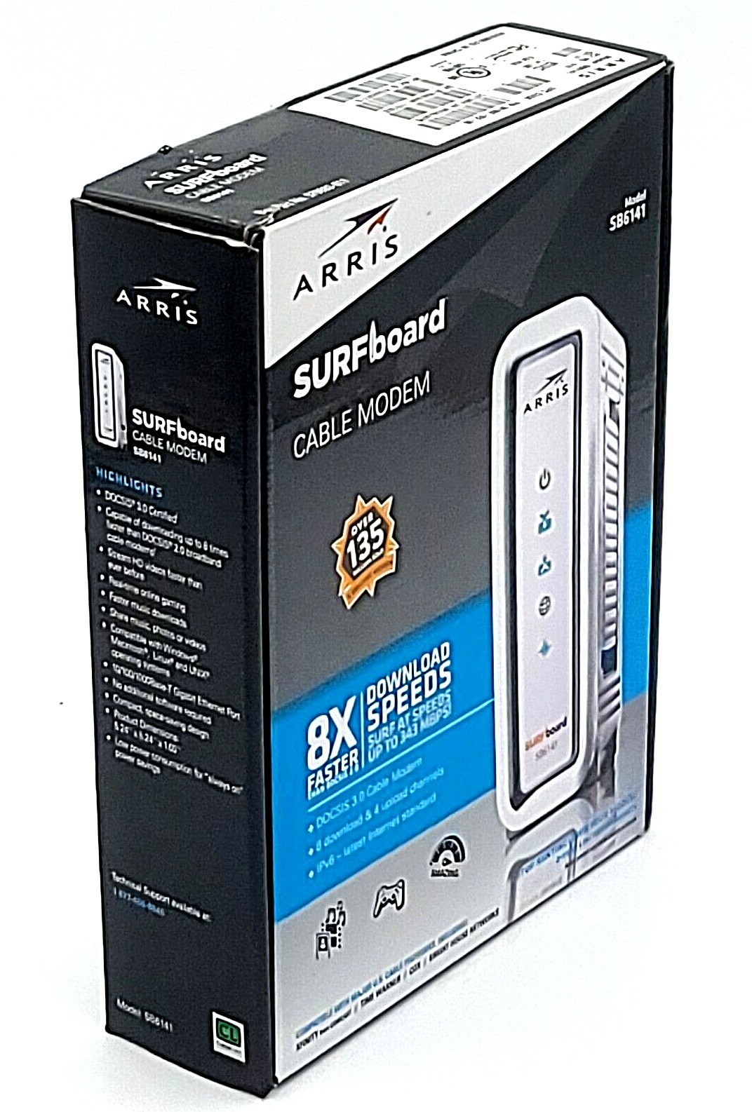 Arris SURFboard Cable Modem SB6141 DOCSIS 3.0 Ethernet Speed Up To 343 MBPS