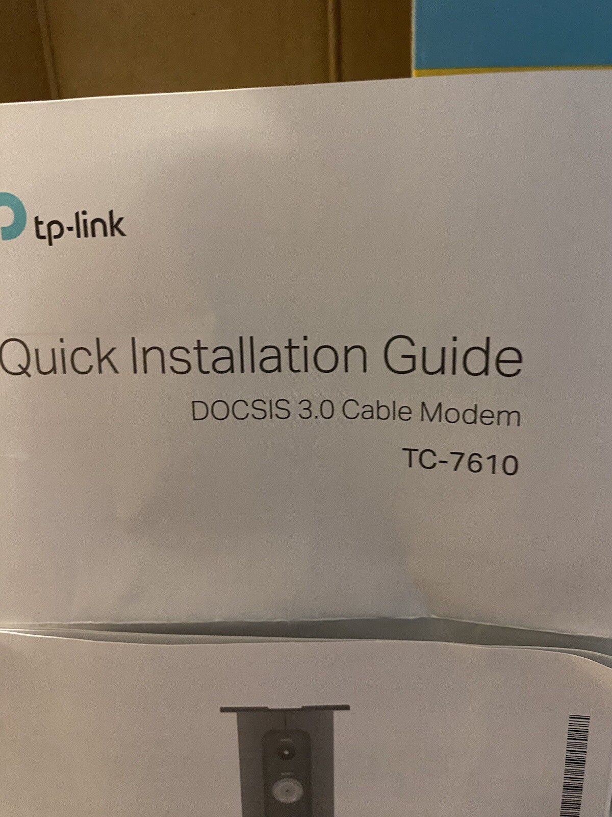 TP-Link TC-7610 DOCSIS 3.0 (8×4) Cable Modem. Max Download SpeedsUpTo343Mbps.NIB