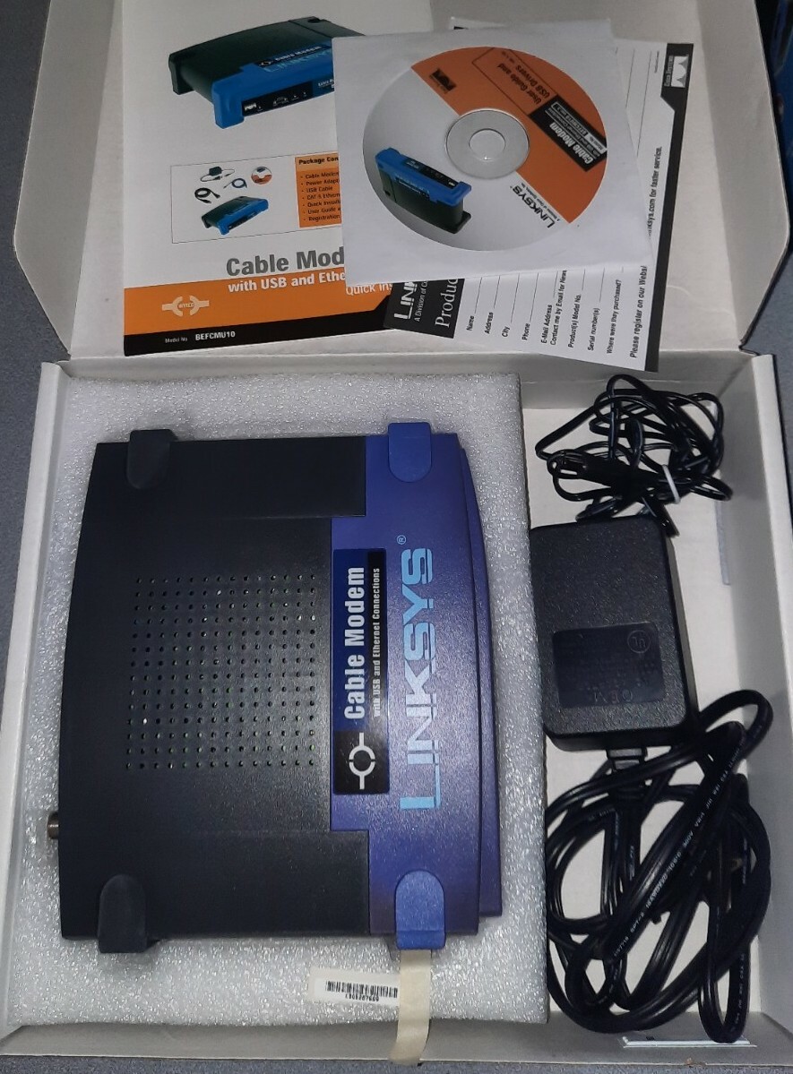Wired Linksys Cable Modem with USB and Ethernet Connections Model: BEFCMU10