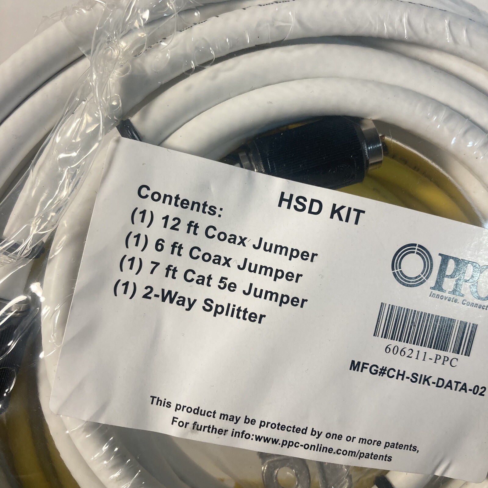 HSD Kit 7 ft Cat 5e & 6 ft and 12 ft. Coax Jumper Cables With 2-Way Splitter