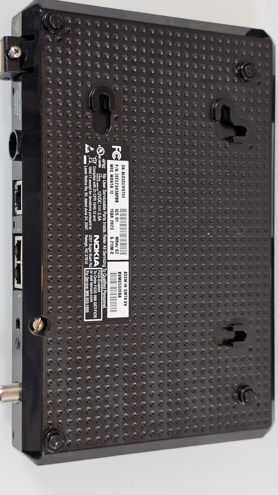 Verizon FIOS ONT Optical Network Terminal Nokia G-211M-C Modem & Power Supply