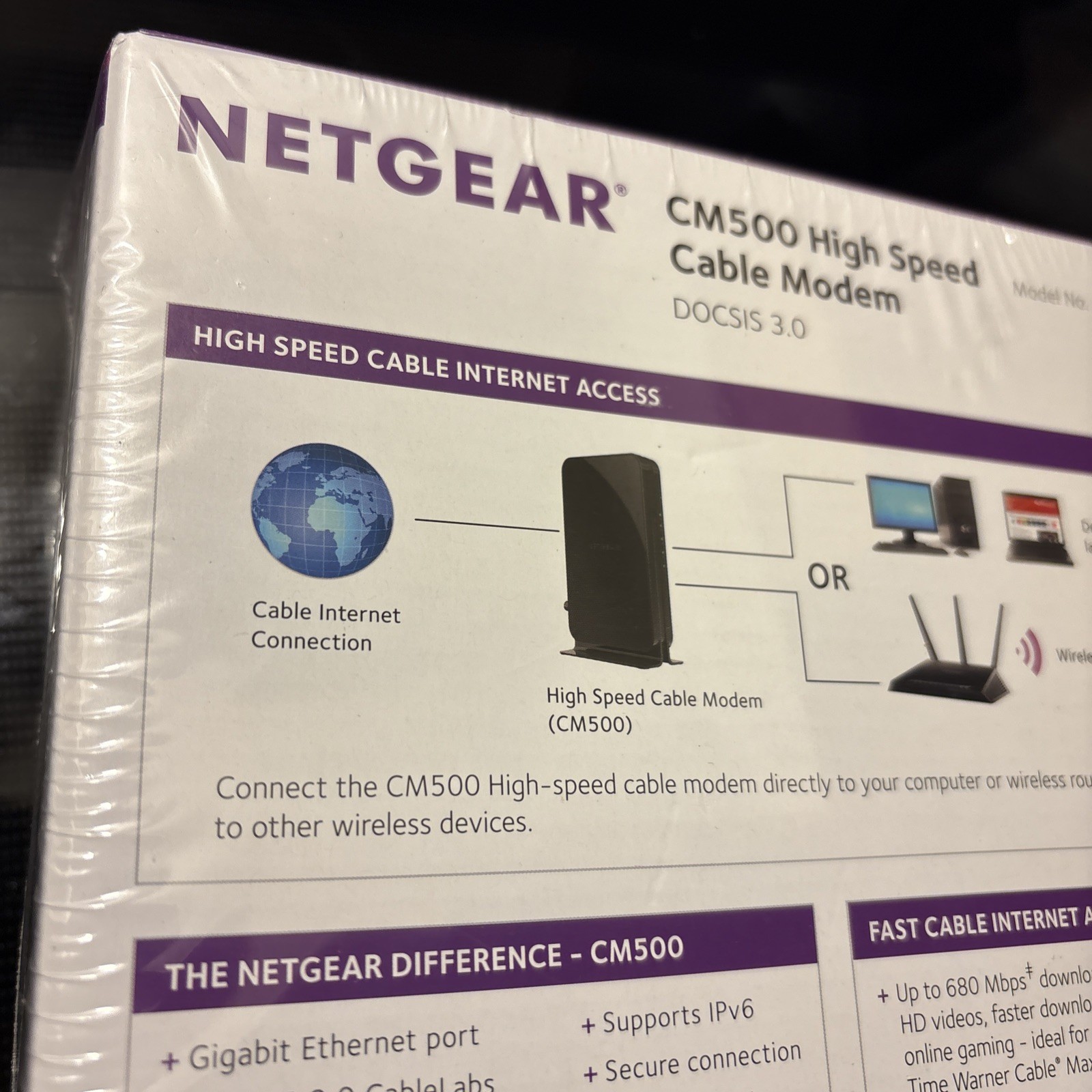 NETGEAR CM500 (CM500100NAS) 680 Mbps – Black