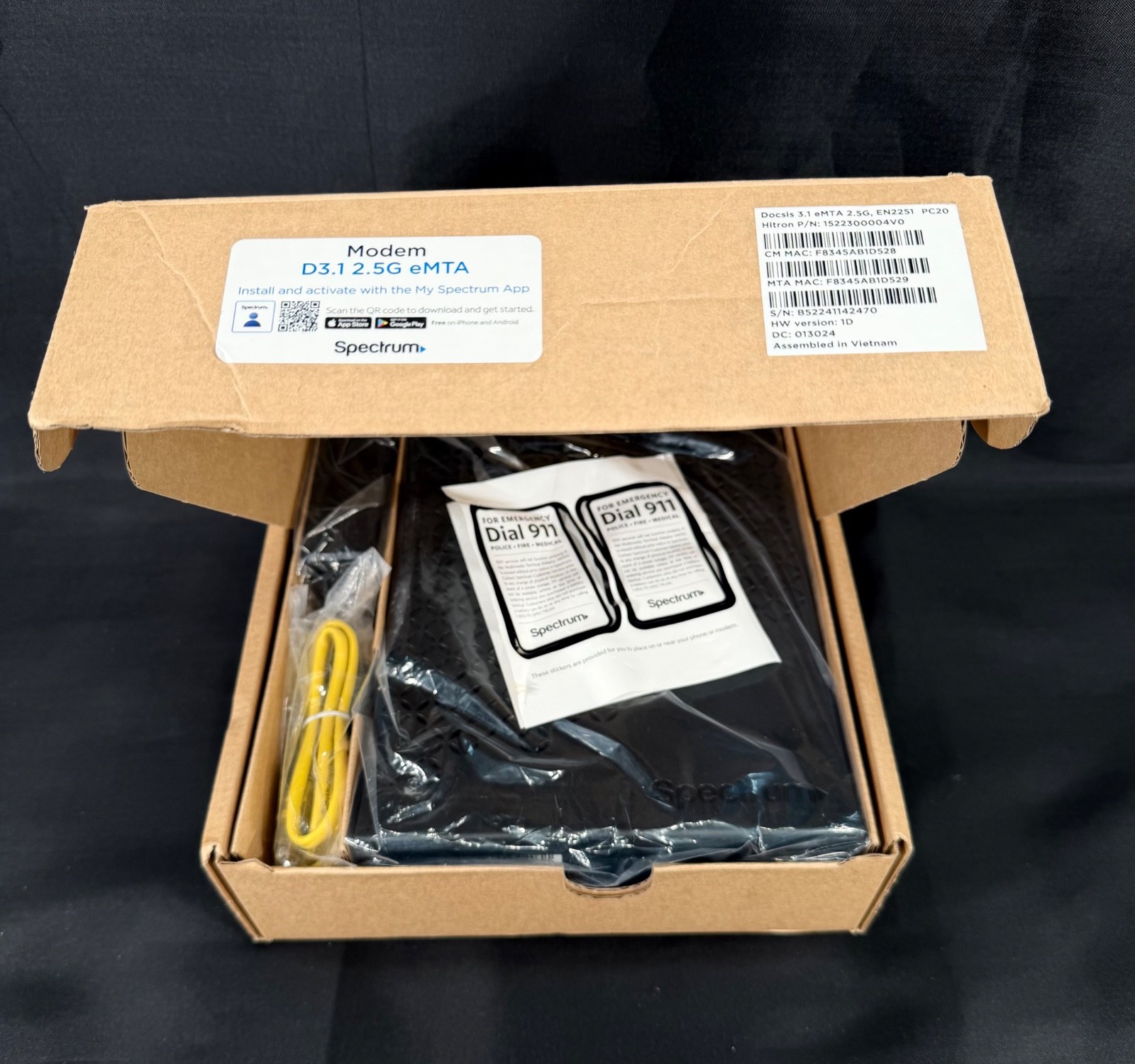 Spectrum DOCSIS 3.1 2.5G eMTA Cable Modem Router ES2251 – NEW Open Box UNUSED