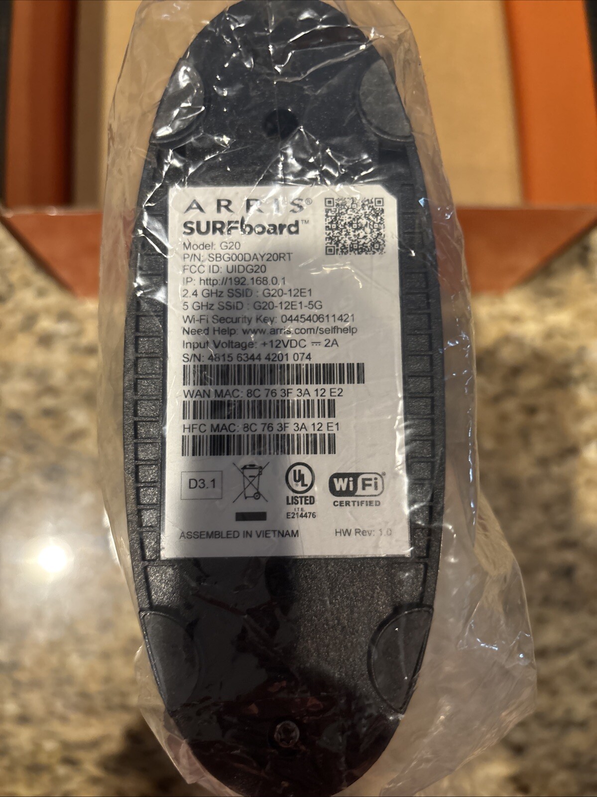ARRIS – SURFboard G20 DOCSIS 3.1 Cable Modem AX3000 ROUTER *Open-box/New*