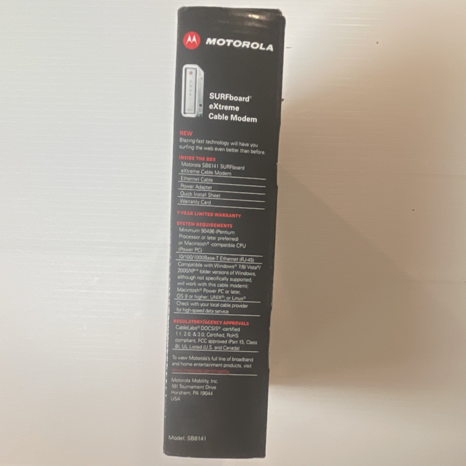 Motorola SB6141 DOCSIS 3.0 Cable Modem 343 Mbps Ethernet For Gaming HD Streaming