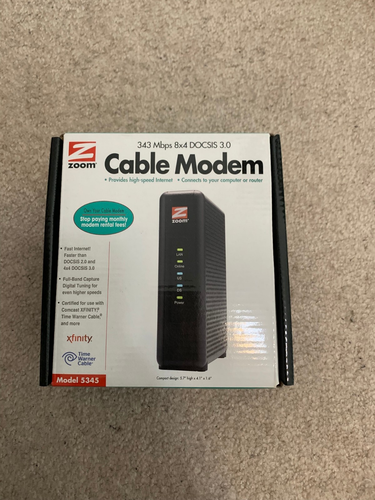 Zoom Cable Modem 343 MBPS Model 5345