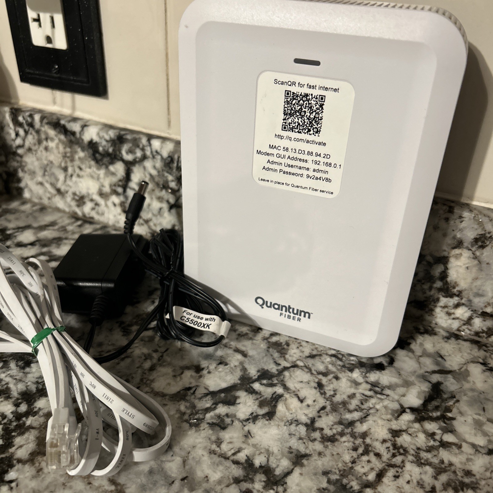 Quantum Fiber C5500XK High Performance Modem, Includes Power Adapter