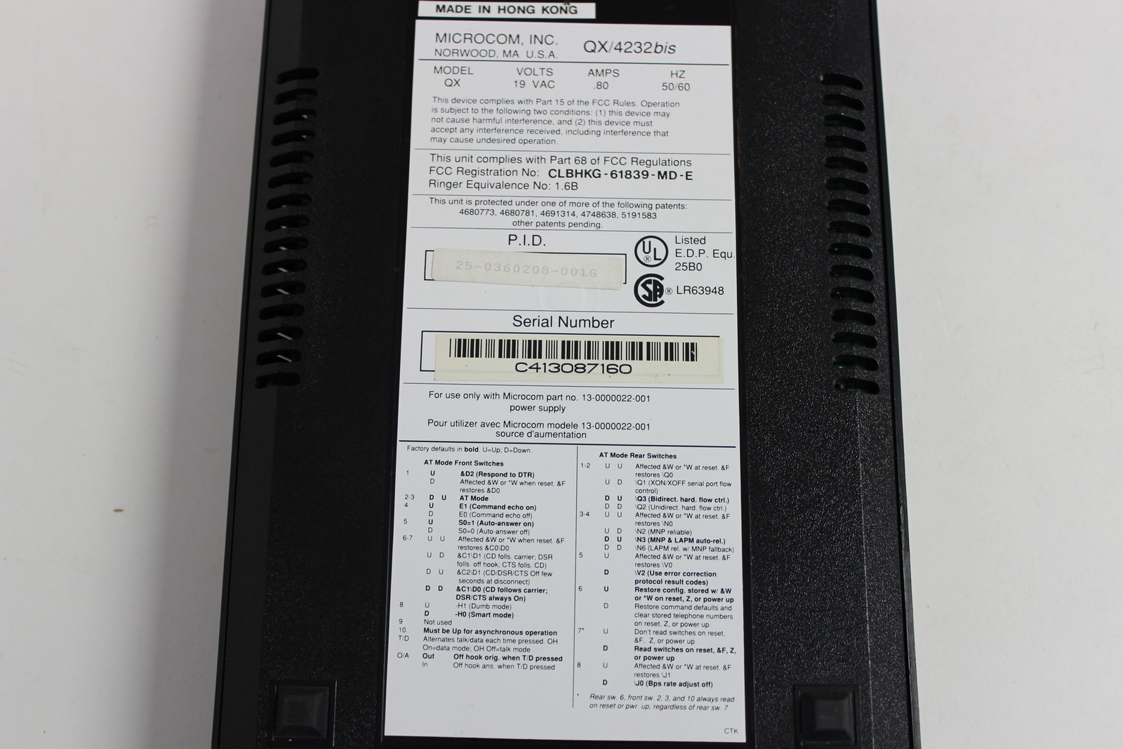 MICROCOM QX/4232 BIS MNP CLASS 10 EXTERNAL MODEM NO AC ADAPTER WITH WARRANTY