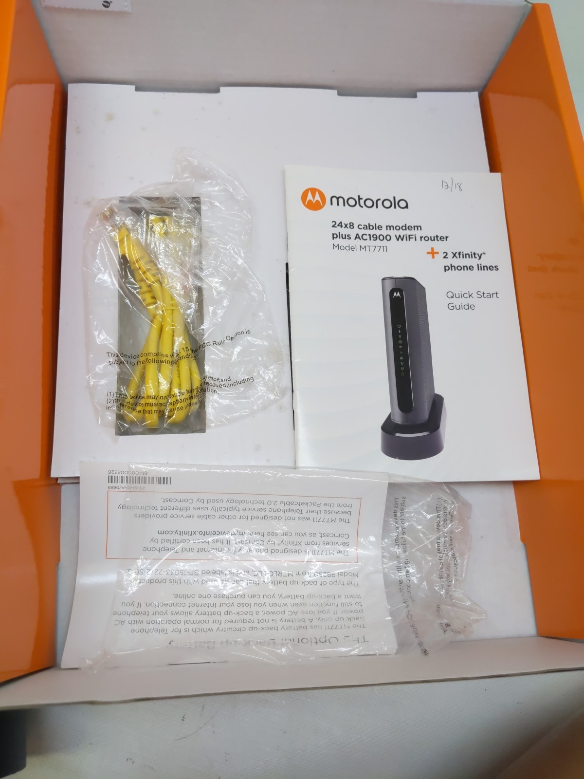 MOTOROLA MT7711 24X8 Cable Modem/Router 2 Phone Ports DOCSIS 3.0 Comcast XFINITY