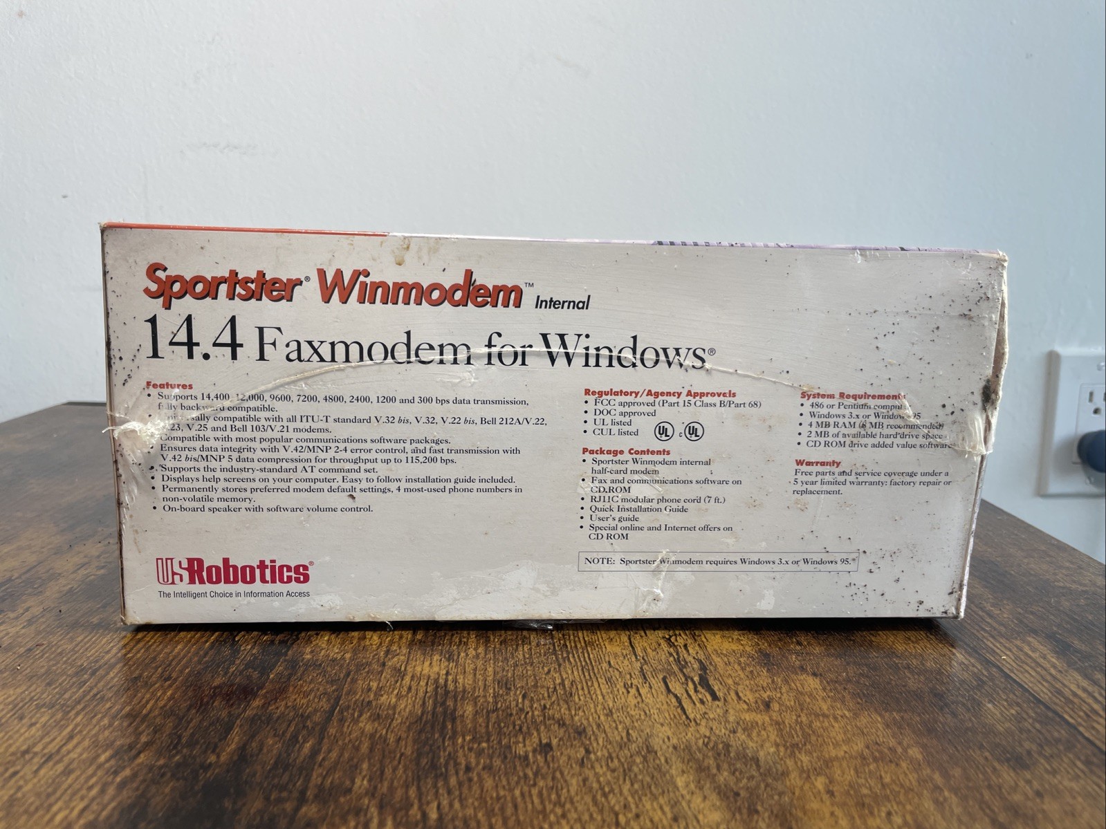 US Robotics Sportster Winmodem 14.4 Faxmodem for Windows Model 1124 SEALED