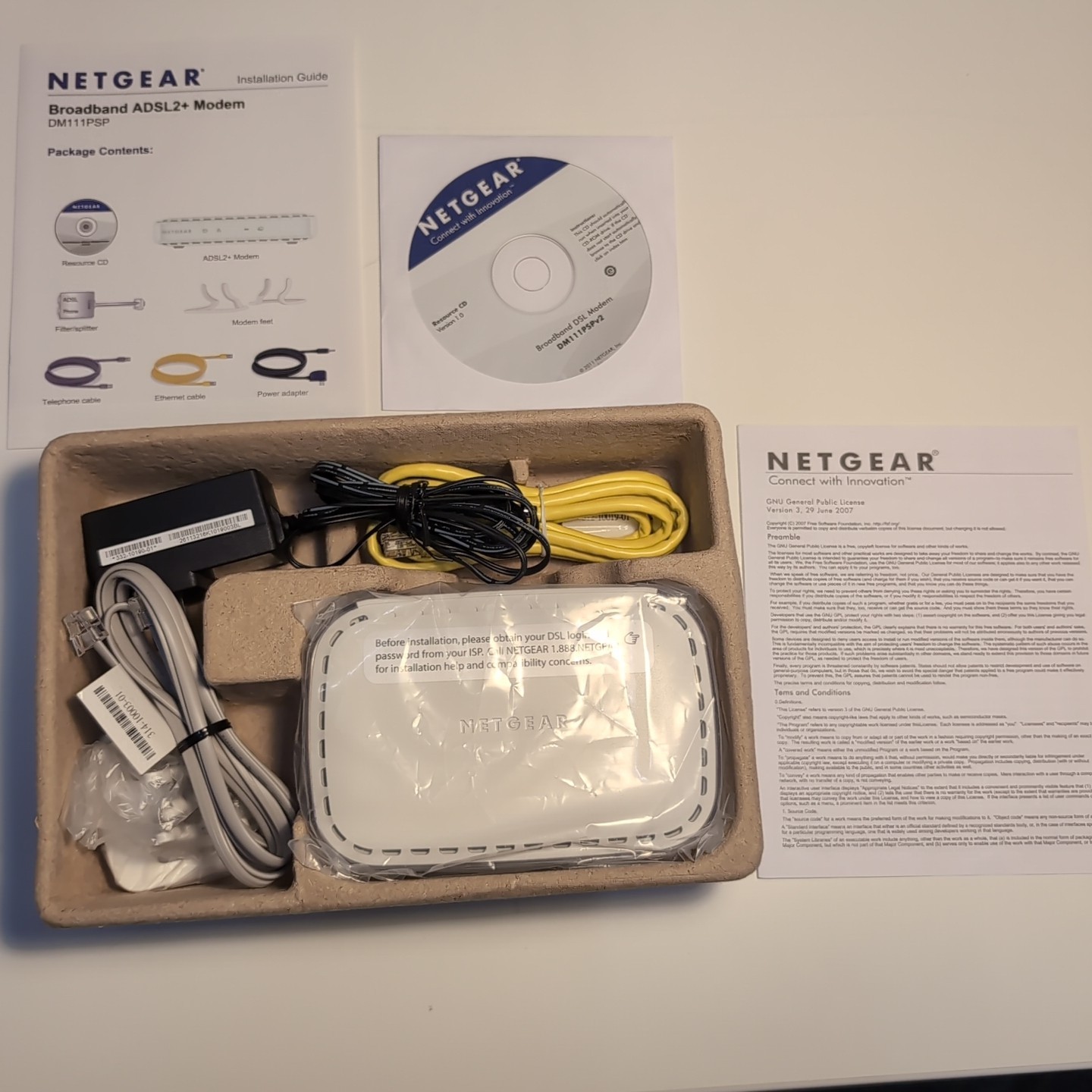 Netgear Broadband ADSL2+ Modem Router Gateway New Open Box DM111PSP-100NAS