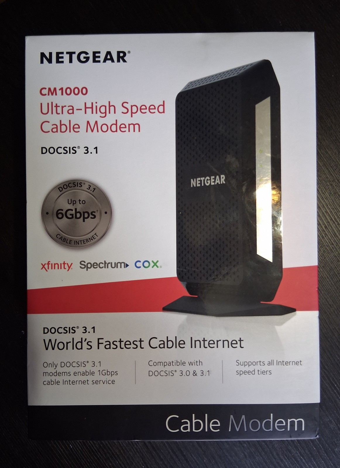 NETGEAR CM1000 DOCSIS 3.1 Cable Modem 6 Gbps Gigabit Ethernet Xfinity