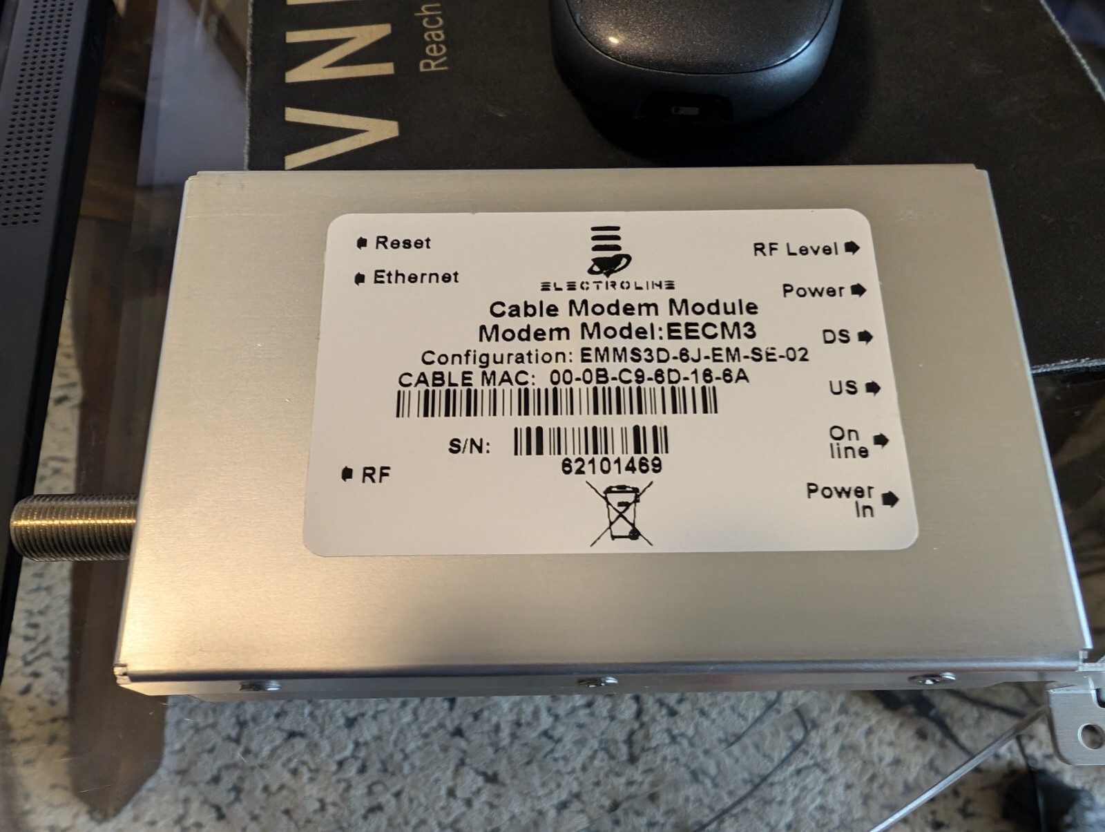 Electroline DOCSIS 3.0 Embedded Cable Modem EMMS3D-6J-EM-SE-02-SI, V1.12