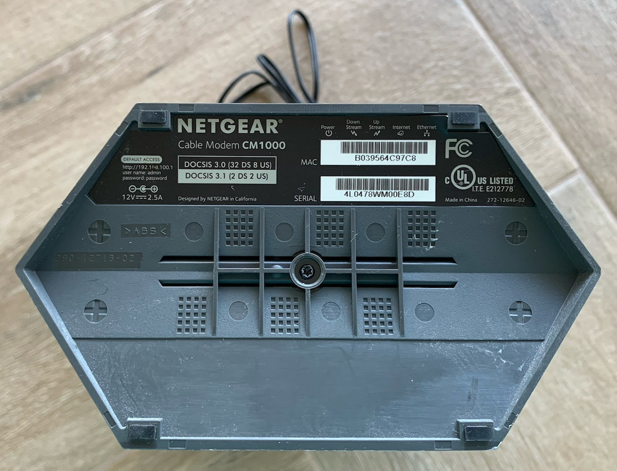 NETGEAR Nighthawk CM1000-100NAS Ultra-High Speed Cable Modem, Black, DOCSIS 3.1