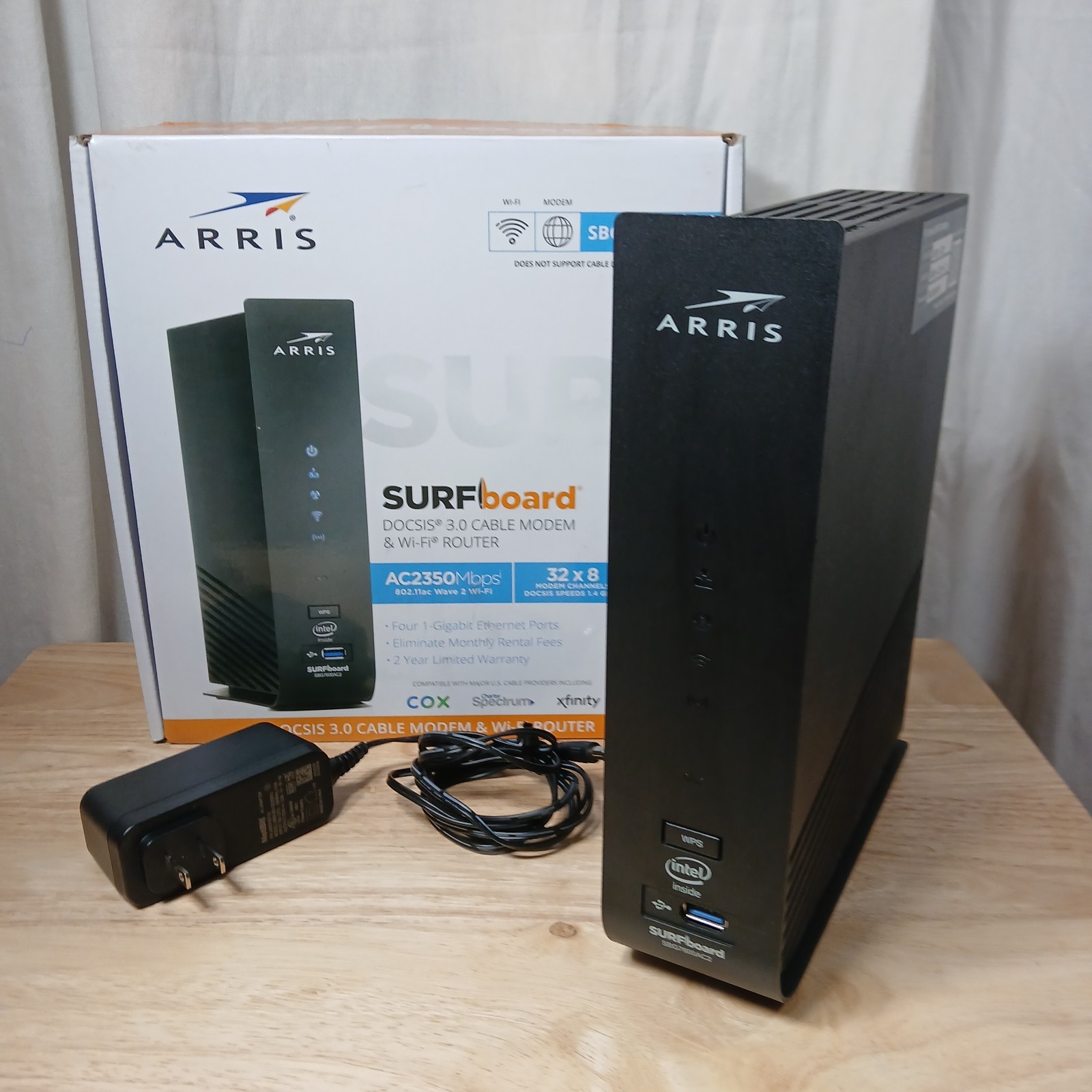 ARRIS SURFBOARD SBG7600AC2 DOCSIS 3.0 Cable Modem & AC2350 Wi-Fi Router W/ Power