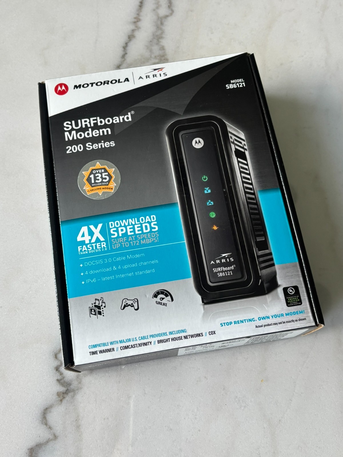 Motorola Arris SURFboard SB6121 DOCSIS 3.0 Modem w/ Box, Power Adapter, Cable