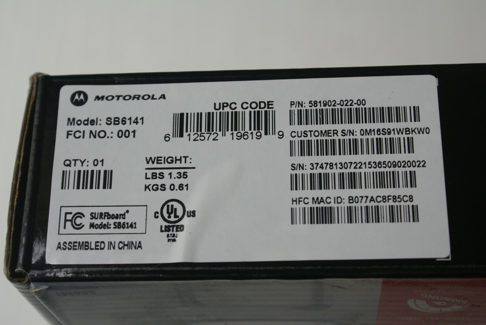 New Motorola SURFboard eXtreme Cable Modem SB6141 (581902-022-00) Tested Working